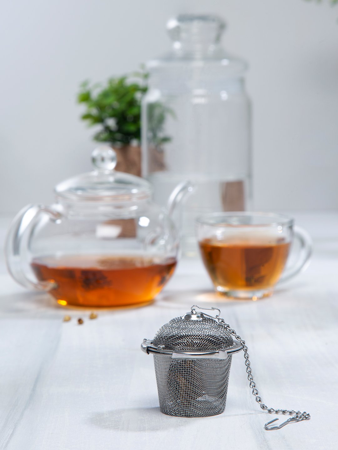 NATURALLYOURS MeshCup Tea Infuser with Chain 1 Pcs, Dia 4.5 × H 5 cm