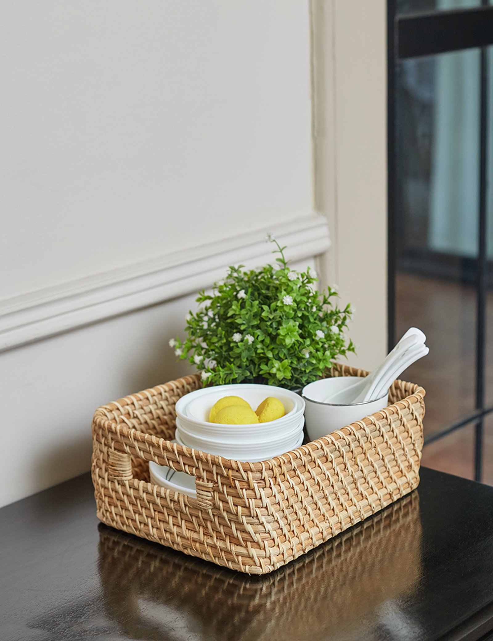 NATURALLYOURS Sienna Rectangular Rattan Storage Box 1Pcs, – L25×W20×H10 cm