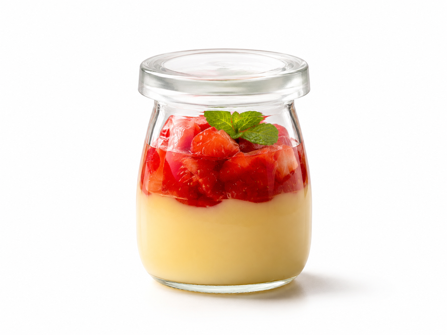 NATURALLYOURS Glass Miniatures Round Dessert Jar with Plastic Cap 100 ml, 1 Pc