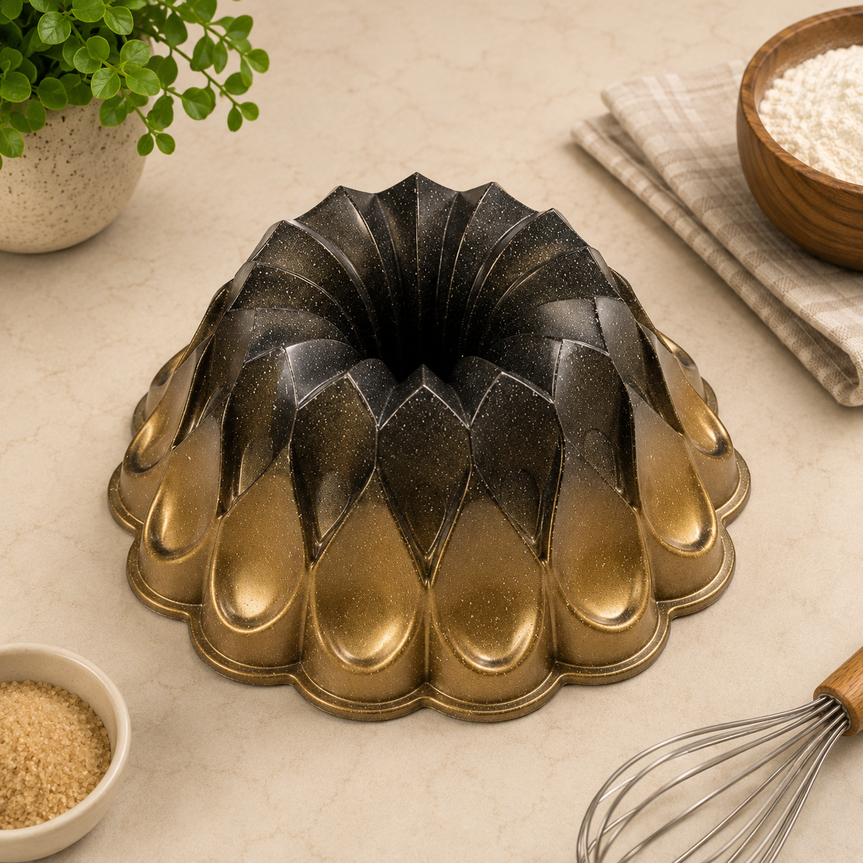 NATURALLYOURS Heavy Cast Aluminium Crown Metal Bundt Pan, 1 Pc