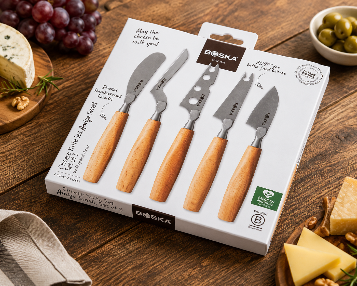 BOSKA Cheesewares Cheese Knife Set Amigo Small – Set of 5, 1 Set